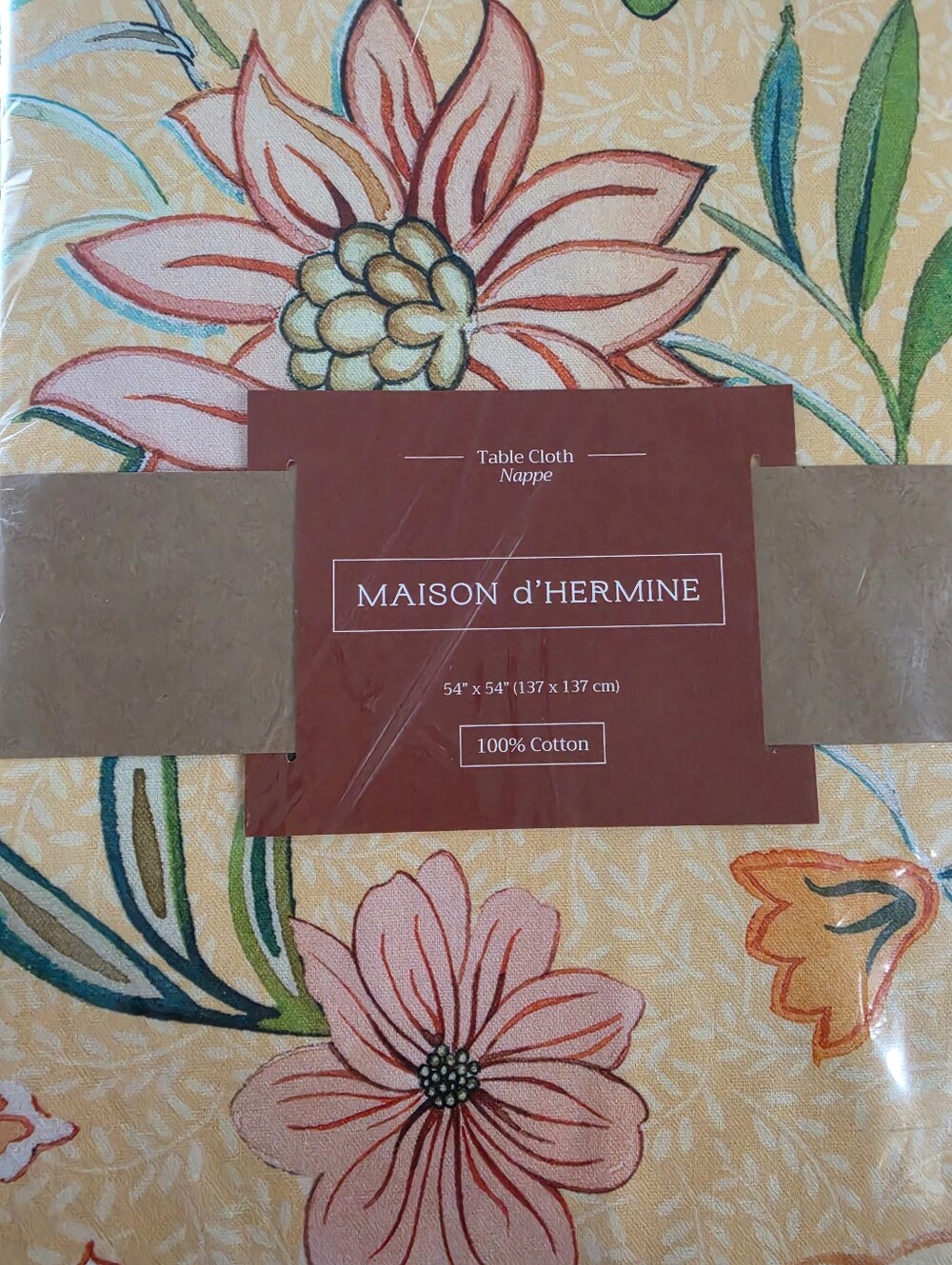 Peach Floral Tablecloth - Luxury Loft